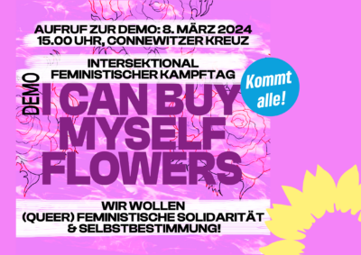 Pinker Hintergrund, Text: I Can buy myself flowers